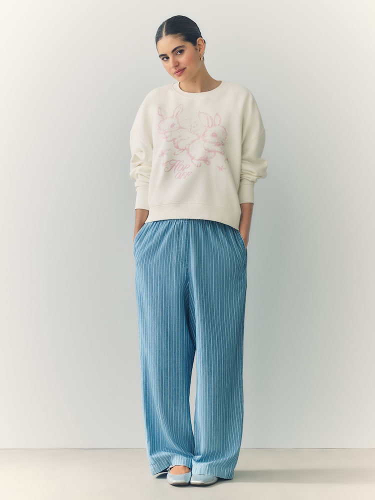 Ecru/Pink Spring Graphic Slogan Sweatshirt - Image 1 of 9