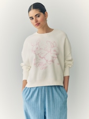 Ecru/Pink Spring Graphic Slogan Sweatshirt - Image 4 of 9