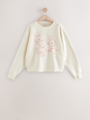 Ecru/Pink Spring Graphic Slogan Sweatshirt - Image 7 of 9