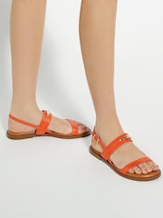 Dune London Orange Litton Branded Dune Plate Flat Sandals - Image 1 of 6