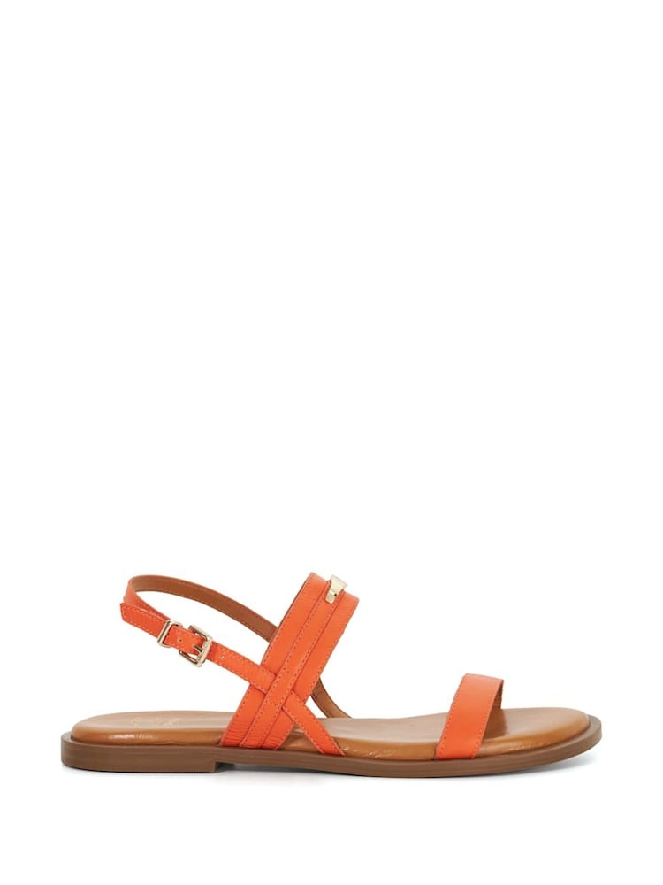 Dune London Orange Litton Branded Dune Plate Flat Sandals - Image 2 of 6