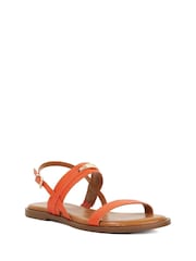 Dune London Orange Litton Branded Dune Plate Flat Sandals - Image 3 of 6