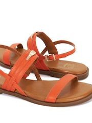 Dune London Orange Litton Branded Dune Plate Flat Sandals - Image 6 of 6