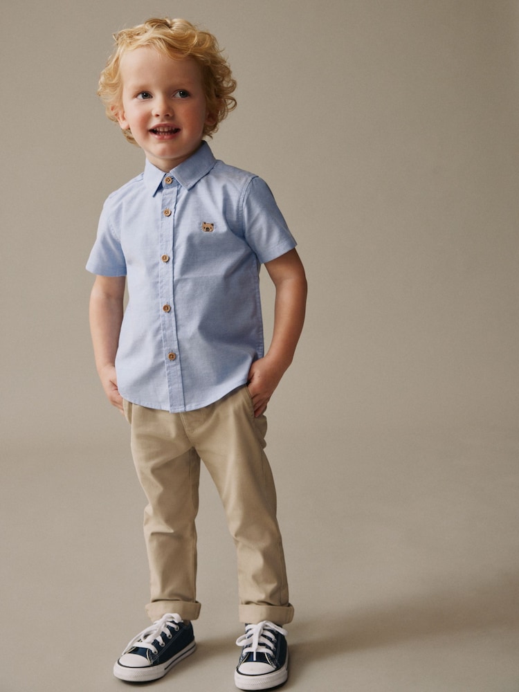 Blue Short Sleeve Oxford Character Shirt (3mths-7yrs) - Image 2 of 4 Blue Short Sleeve Oxford Character Shirt (3mths-7yrs) - Image 2 of 4