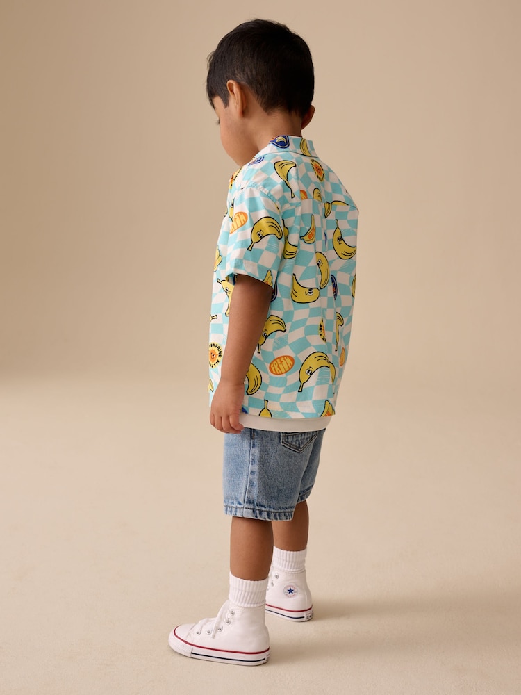 Blue/Yellow Banana All Over Short Sleeve Printed Shirt and T-Shirts Set (6mths-7yrs) - Image 2 of 4