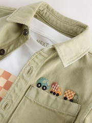 Khaki Green Long Sleeve Shirt and T-Shirt Set (3mths-7yrs) - Image 9 of 11