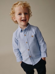 أزرق متوسط عليه شخصية - Long Sleeve Oxford Shirt (3mths-7yrs) - صورة 1 من 3