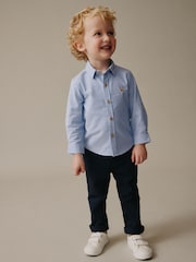 أزرق متوسط عليه شخصية - Long Sleeve Oxford Shirt (3mths-7yrs) - صورة 2 من 3