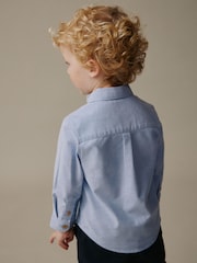 أزرق متوسط عليه شخصية - Long Sleeve Oxford Shirt (3mths-7yrs) - صورة 3 من 3
