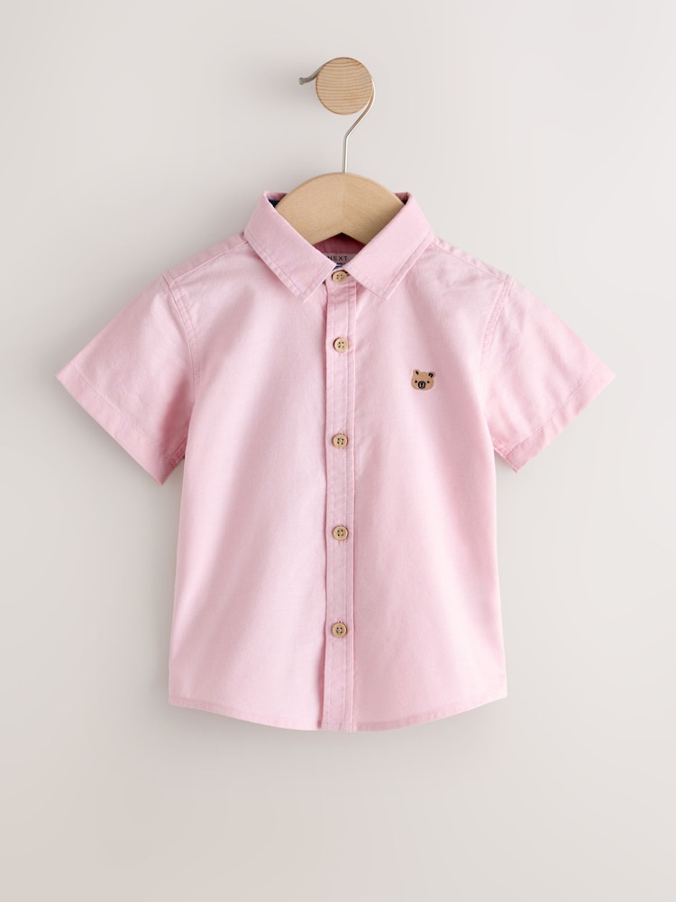 Pink Short Sleeve Oxford Character Shirt (3mths-7yrs) - Image 1 of 4 Pink Short Sleeve Oxford Character Shirt (3mths-7yrs) - Image 1 of 4