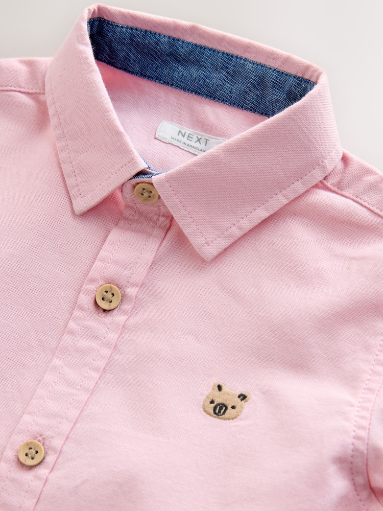 Pink Short Sleeve Oxford Character Shirt (3mths-7yrs) - Image 4 of 4 Pink Short Sleeve Oxford Character Shirt (3mths-7yrs) - Image 4 of 4