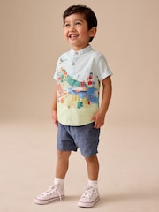 Paysage bleu bord de mer - Chemise imprimée à Manches courtes avec Col mao (3mois7ans) - Image 1 de 8