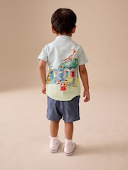 Paysage bleu bord de mer - Chemise imprimée à Manches courtes avec Col mao (3mois7ans) - Image 2 de 8