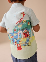Paysage bleu bord de mer - Chemise imprimée à Manches courtes avec Col mao (3mois7ans) - Image 3 de 8