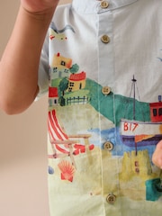 Paysage bleu bord de mer - Chemise imprimée à Manches courtes avec Col mao (3mois7ans) - Image 4 de 8
