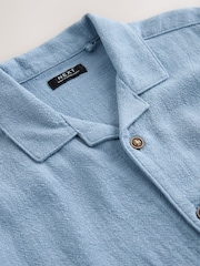 Blue Short Sleeves Linen Blend Revere Collar Shirt (3mths-7yrs) - Image 4 of 4