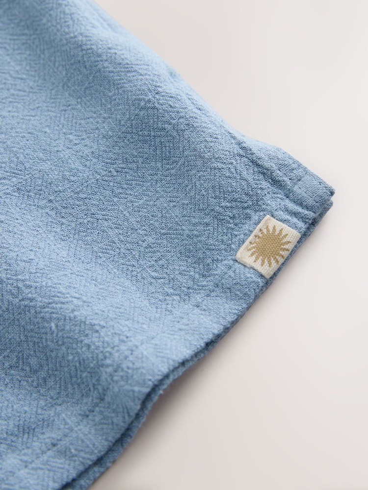 Blue Short Sleeves Linen Blend Revere Collar Shirt (3mths-7yrs) - Image 8 of 8 Blue Short Sleeves Linen Blend Revere Collar Shirt (3mths-7yrs) - Image 8 of 8