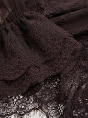 Reiss Chocolate Brown Emilia Lace Flared Cuff Blouse - Image 6 of 6