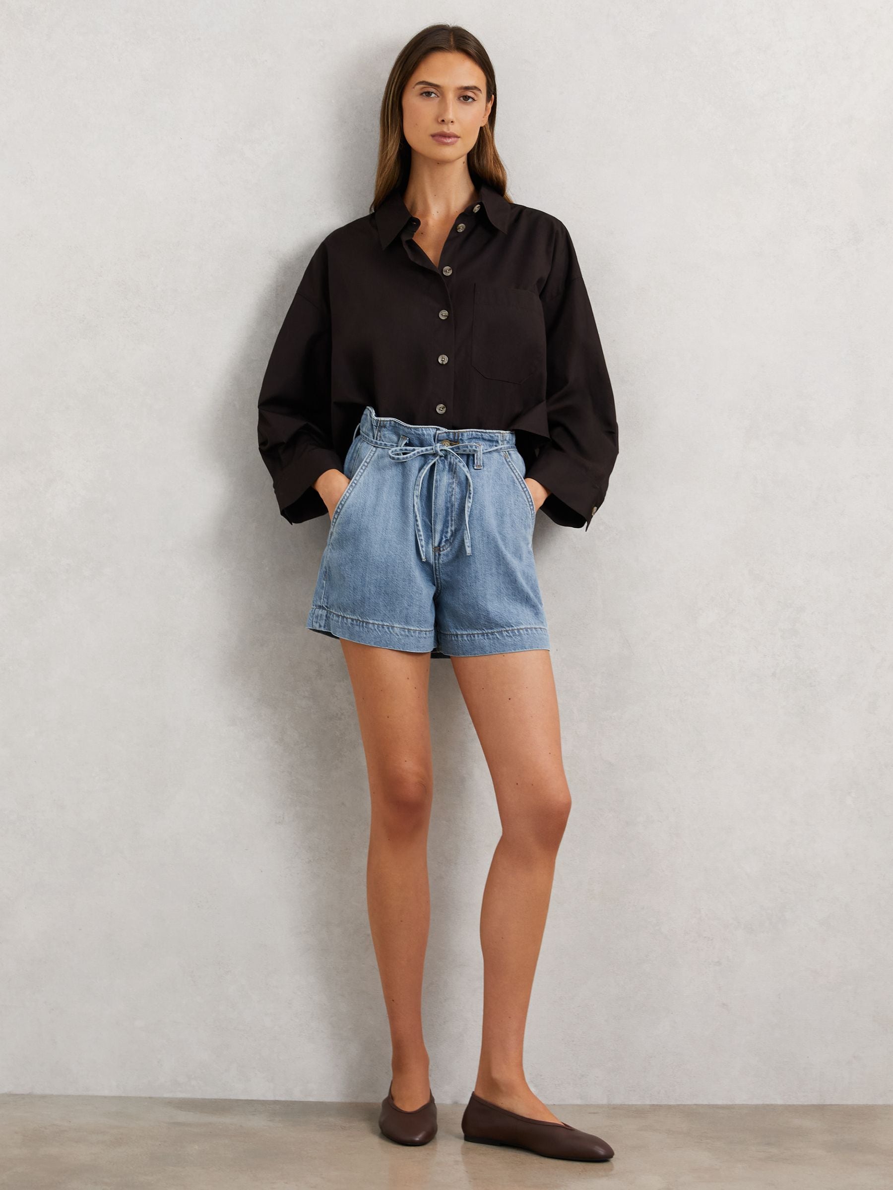 Paige Anessa Shorts With Waist Tie Tranquility In Blue