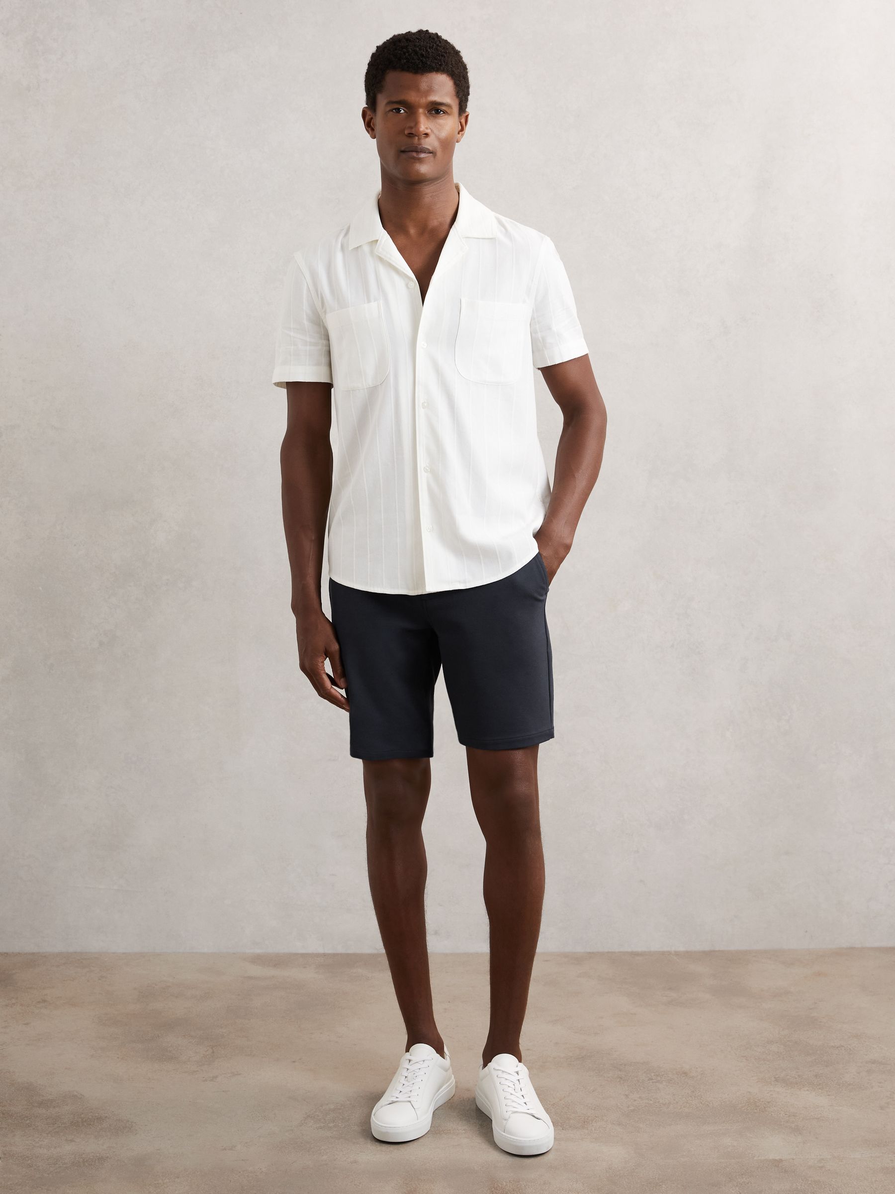 Paige Slim-fit Stretch Shorts In White