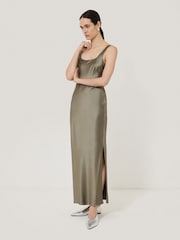 Jigsaw Green Heavy Satin Slip Dress - Image 1 of 6