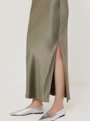Jigsaw Green Heavy Satin Slip Dress - Image 2 of 6
