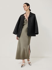 Jigsaw Green Heavy Satin Slip Dress - Image 5 of 6