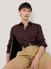 Jigsaw Purple/Burgandi Silk Twill Shirt - Image 1 of 6