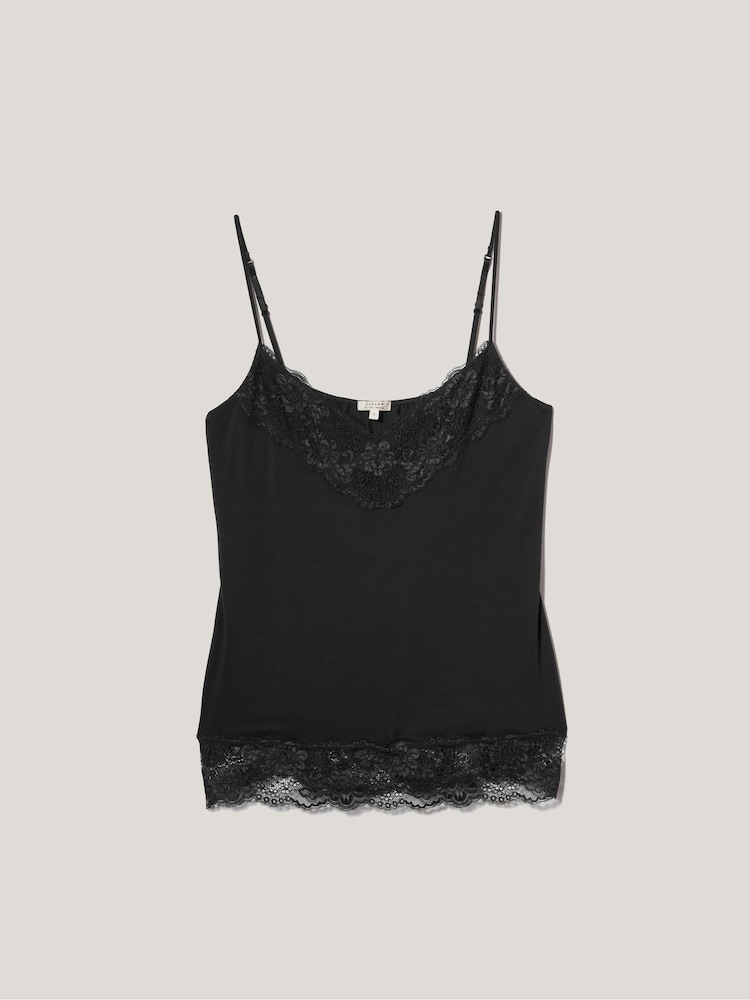 Jigsaw Black Modal Lace Vest - Image 5 of 5 Jigsaw Black Modal Lace Vest - Image 5 of 5
