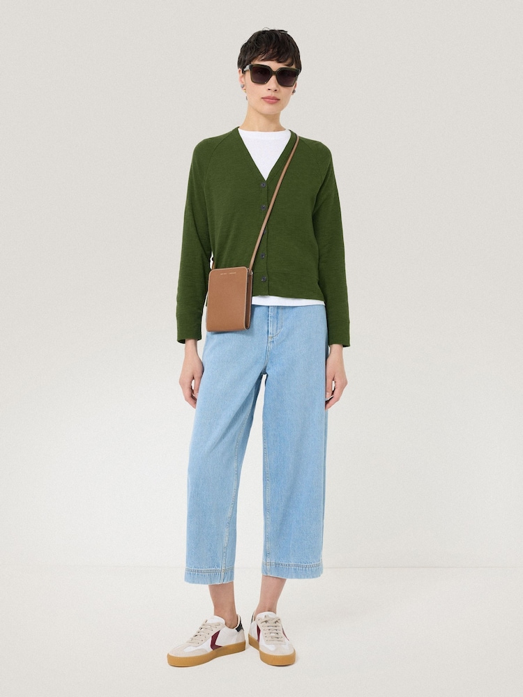 Jigsaw Green Luxe 100% Cotton Cardigan - Image 1 of 5