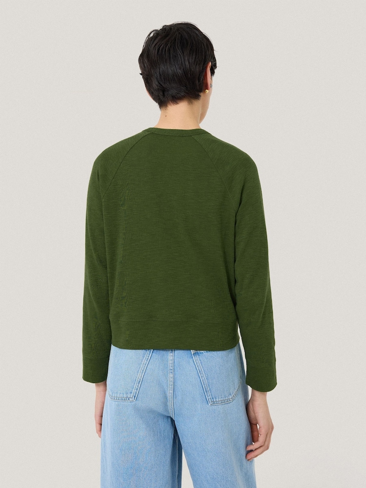 Jigsaw Green Luxe 100% Cotton Cardigan - Image 4 of 5