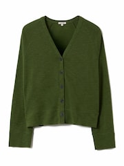 Jigsaw Green Luxe 100% Cotton Cardigan - Image 5 of 5