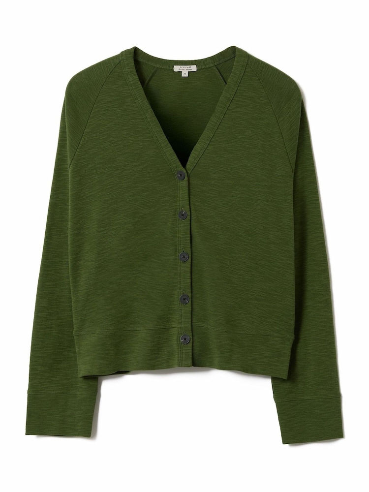 Jigsaw Green Luxe 100% Cotton Cardigan - Image 5 of 5