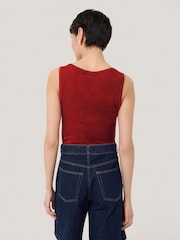Jigsaw Red Luxe Square Neck 100% Cotton Tank Vest - Image 3 of 4