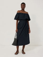 Jigsaw Blue Off The Shoulder 100% Cotton Poplin Dress - Image 1 of 6