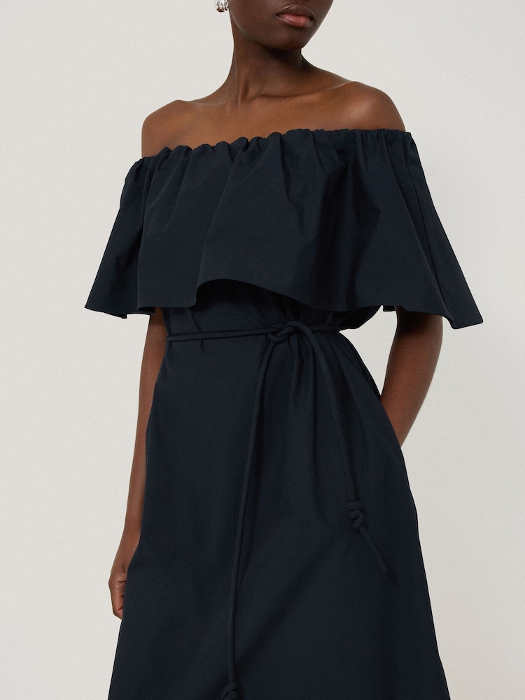 Jigsaw Blue Off The Shoulder 100% Cotton Poplin Dress - Image 2 of 6