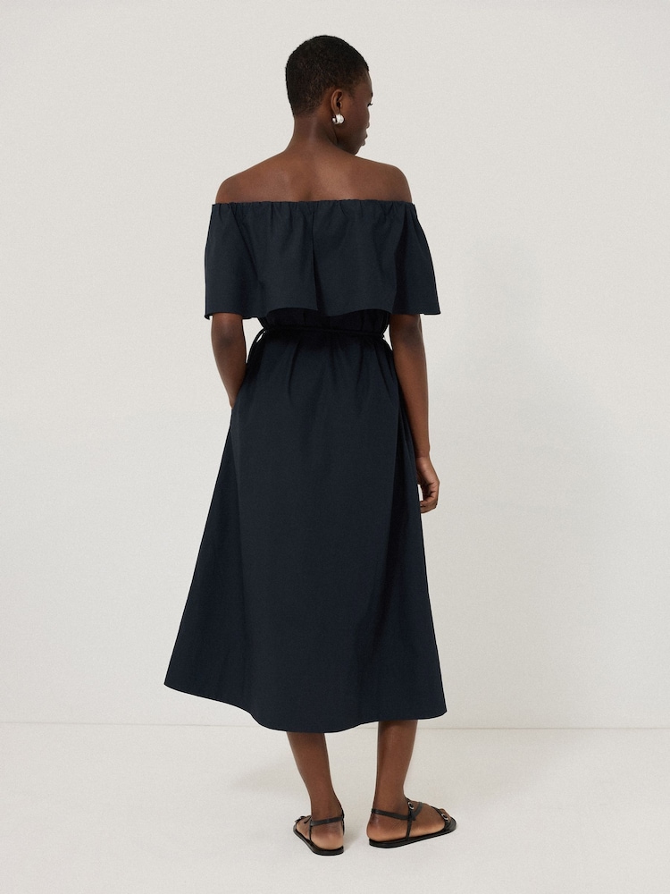 Jigsaw Blue Off The Shoulder 100% Cotton Poplin Dress - Image 3 of 6