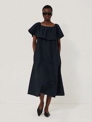 Jigsaw Blue Off The Shoulder 100% Cotton Poplin Dress - Image 4 of 6