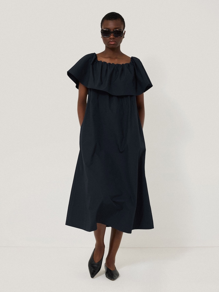 Jigsaw Blue Off The Shoulder 100% Cotton Poplin Dress - Image 4 of 6
