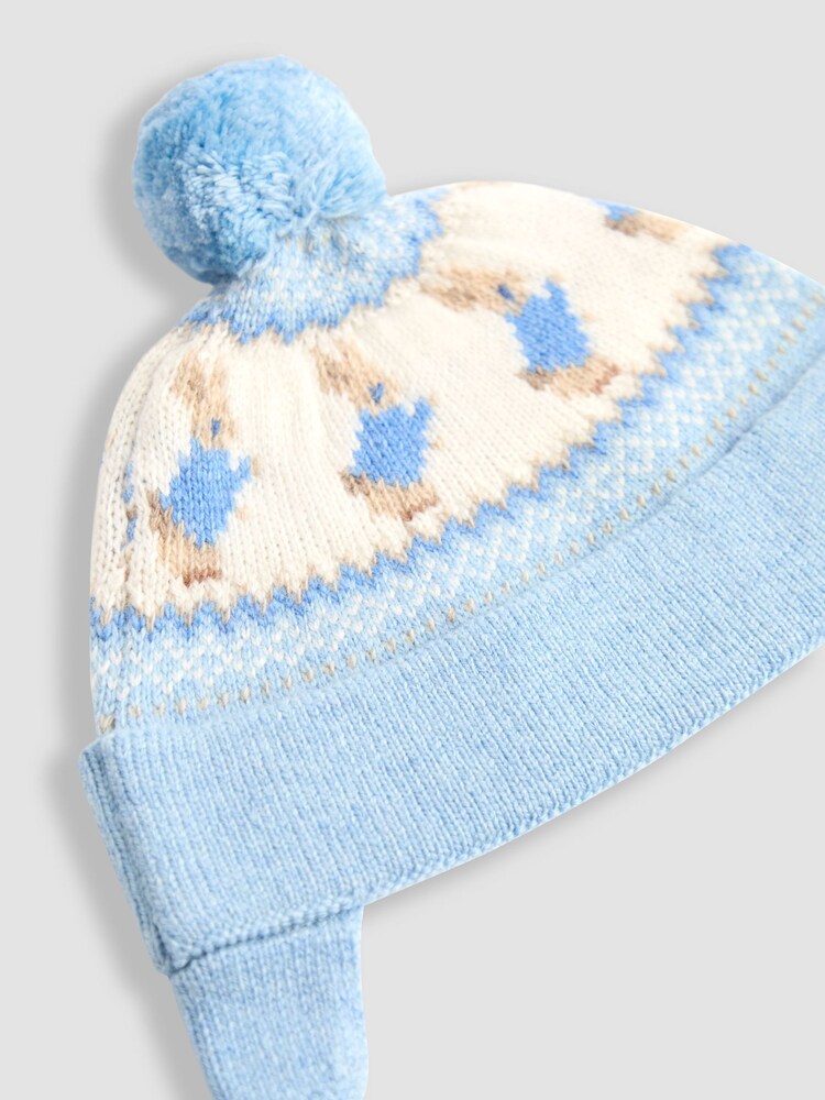 JoJo Maman Bébé Blue Peter Rabbit™ Knit Bobble Hat - Image 2 of 3