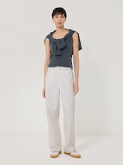 Jigsaw Grey Luxe Square Neck 100% Cotton Tank Top - Image 2 of 6