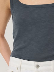 Jigsaw Grey Luxe Square Neck 100% Cotton Tank Top - Image 4 of 6