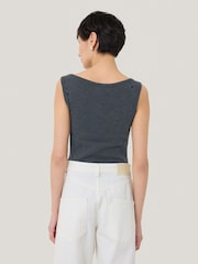 Jigsaw Grey Luxe Square Neck 100% Cotton Tank Top - Image 5 of 6