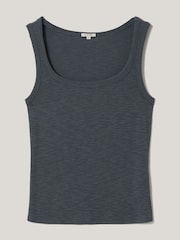 Jigsaw Grey Luxe Square Neck 100% Cotton Tank Top - Image 6 of 6