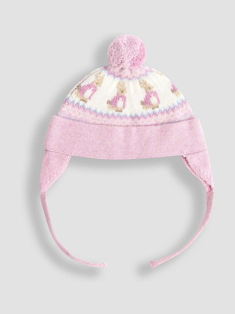 JoJo Maman Bébé Pink Peter Rabbit™ Knit Bobble Hat - Image 1 of 3