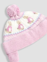JoJo Maman Bébé Pink Peter Rabbit™ Knit Bobble Hat - Image 2 of 3