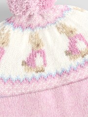 JoJo Maman Bébé Pink Peter Rabbit™ Knit Bobble Hat - Image 3 of 3