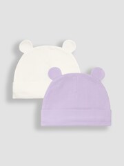 JoJo Maman Bébé Purple 2- Pack Bear Baby Hat - Image 1 of 5