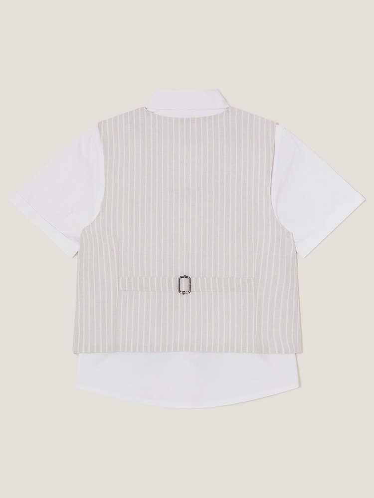 Monsoon 100% Cotton Shirt and Waistcoat Set 3 Piece with Bow - Изображение 2 из 3