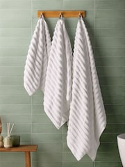 Silentnight 6 Pack White Ribbed Cotton Towel Bale - Image 1 of 6